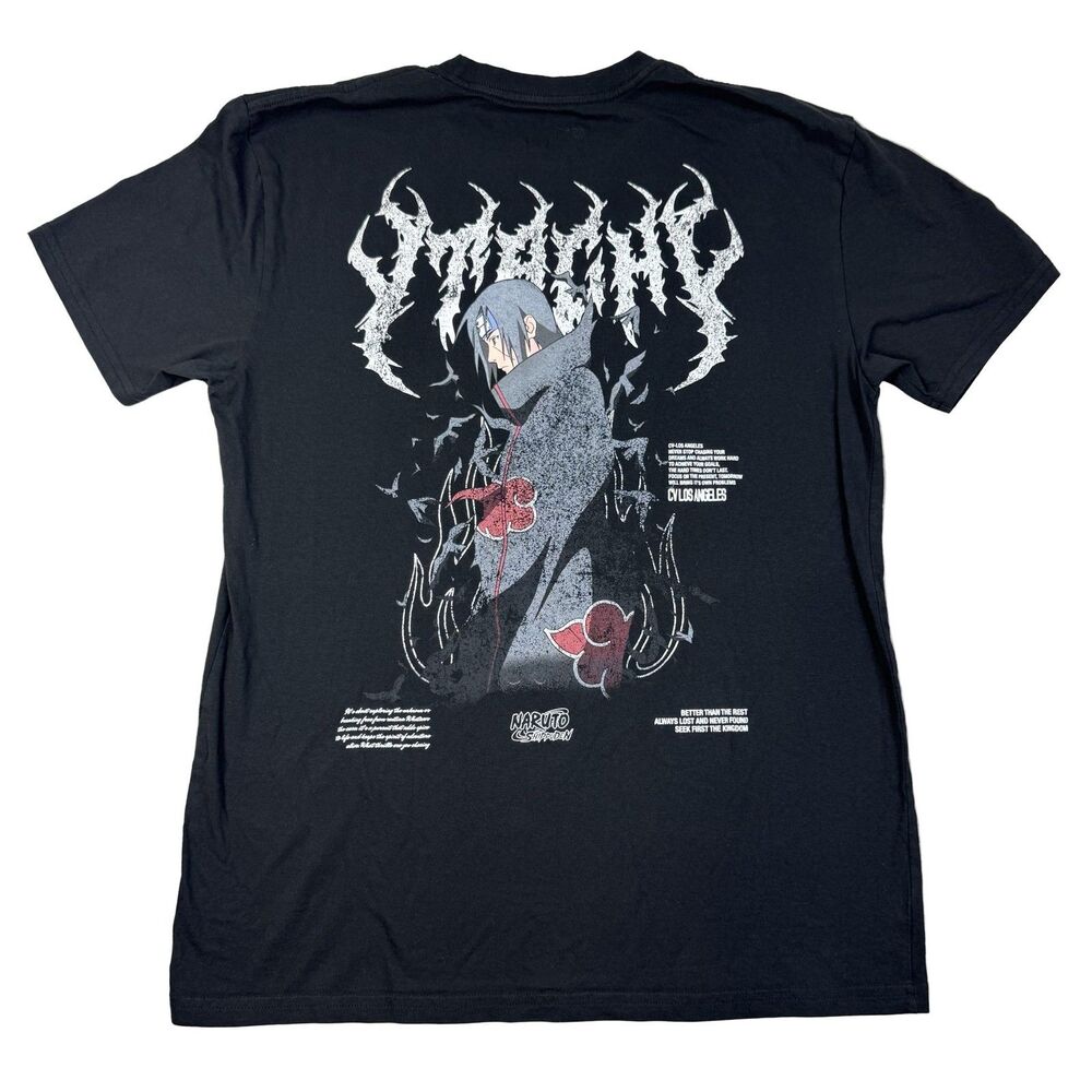 CVLA Naruto Shippuden Itachi Men's Black Graphic T-Shirt L 100% Cotton